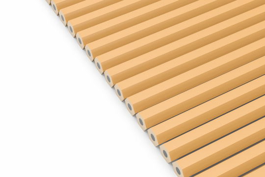 排列整齐的铅笔与白色背景 3D渲染