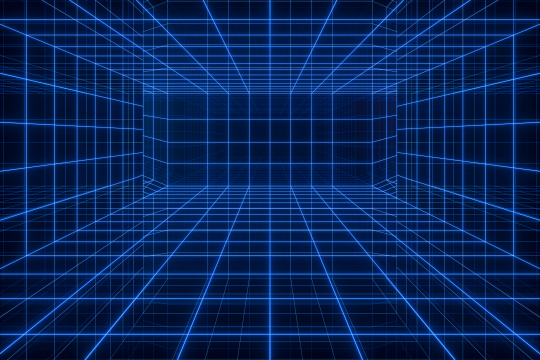 霓虹发光线条隧道 3D渲染
