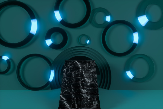 绿色抽象圆圈形状背景 三维渲染