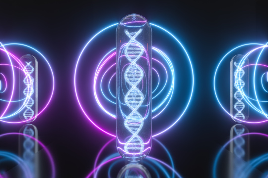 试管与试管内的DNA 三维渲染