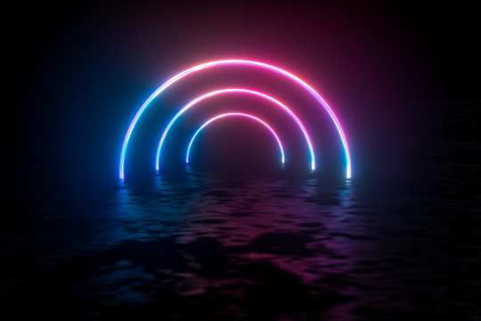 多彩魔幻发光线条背景，三维渲染