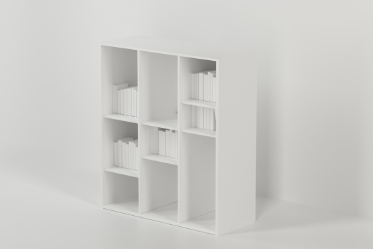 简约风格书橱与空房间 三维渲染