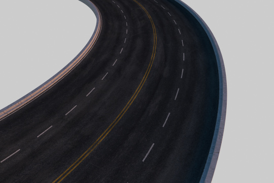 沥青道路路面与白色背景 三维渲染