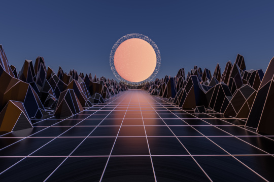 复古三维蒸汽波艺术风格背景，三维渲染