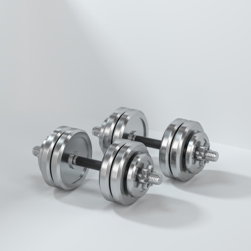 哑铃与白色背景 健身题材背景 三维渲染