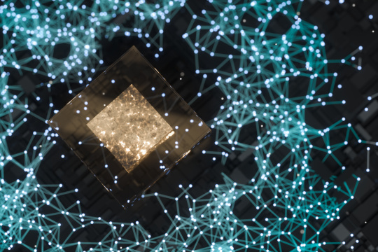 电路板发光模块科幻背景 三维渲染