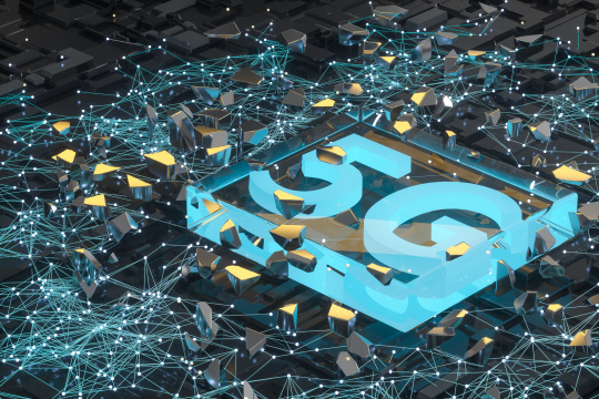 5G芯片电路与科技感背景 三维渲染