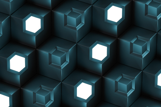 重复的方块组成的网格，三维渲染