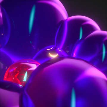抽象紫色发光气球背景，三维渲染