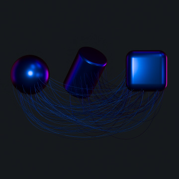 线条连接的几何体，三维渲染