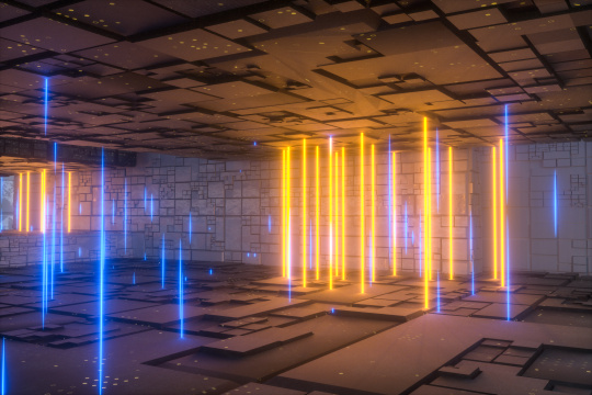 神秘的房间，科幻感虚拟场景，三维渲染