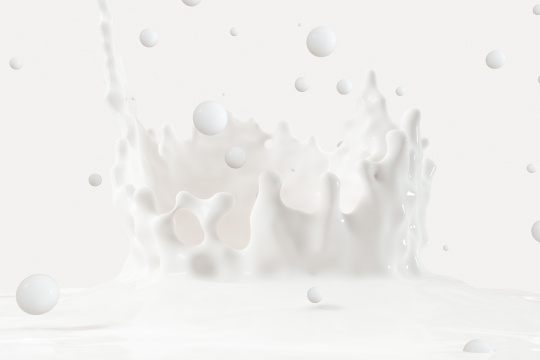 空中飞溅的皇冠形状白色液体，三维渲染