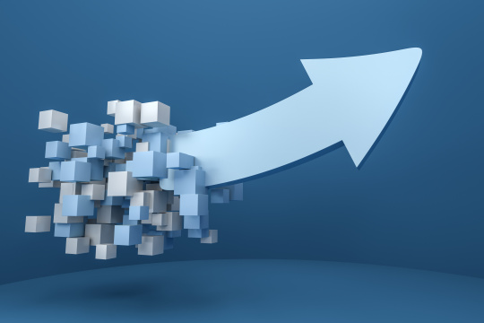 三维渲染，箭头模型创意背景，方向与发展概念