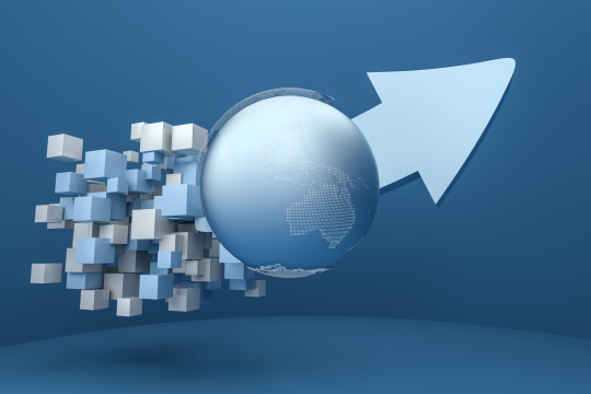 三维渲染，箭头模型创意背景，方向与发展概念