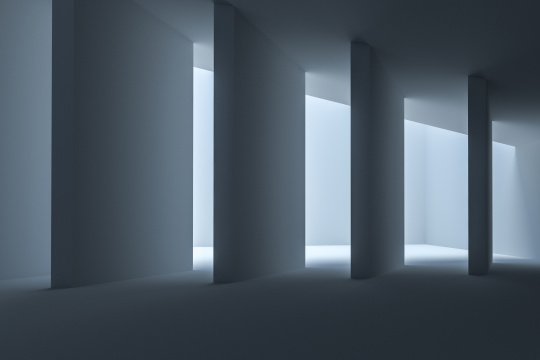 三维渲染，白色建筑结构