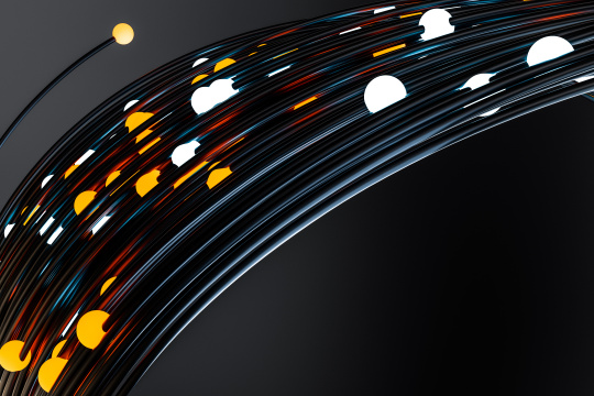 发光小球与流动线体，三维渲染