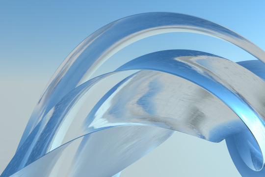 蓝色糖果色彩带背景，三维渲染