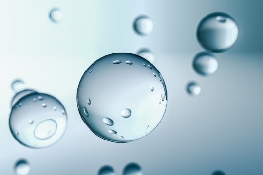 水珠与青色背景，三维渲染