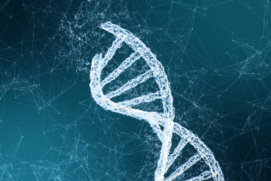 三维渲染，DNA与发散线条科技背景