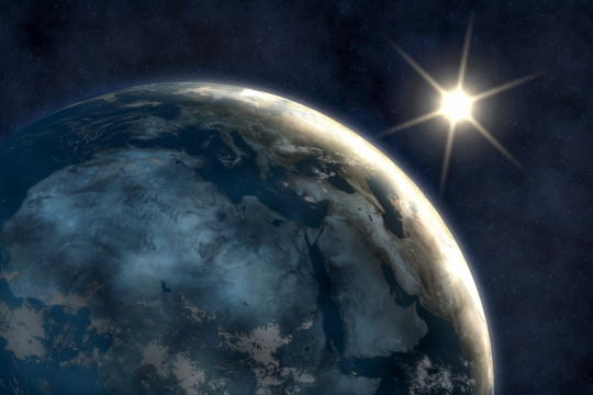 地球与星空，深色科学背景