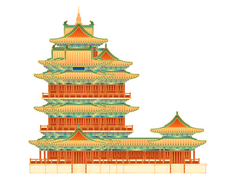 南京阅江楼建筑插画