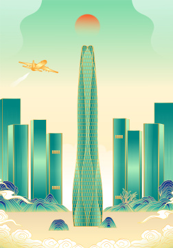 天津城市建筑插画