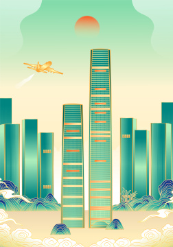 贵州贵阳城市建筑插画