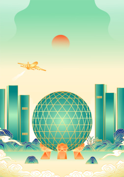 辽宁大连城市建筑插画