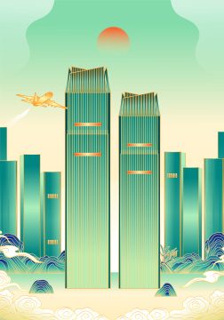 安徽合肥城市建筑插画