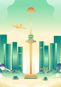 黑龙江哈尔滨城市建筑插画