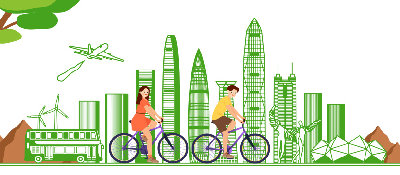 绿色智能广东深圳城市建筑插画