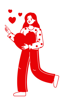 剪纸风格抱着心形的女孩