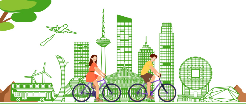 绿色智能辽宁沈阳城市建筑插画