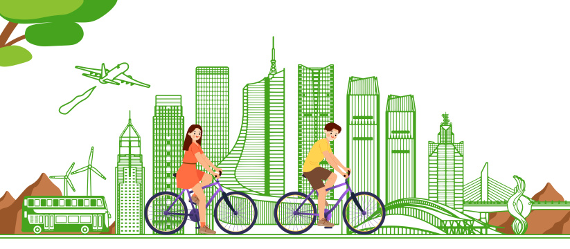 绿色智能安徽合肥城市建筑插画