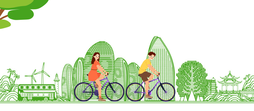 绿色智能海南三亚城市建筑插画