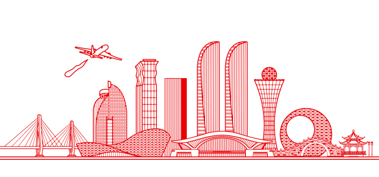 剪纸风格福建厦门建筑矢量插画