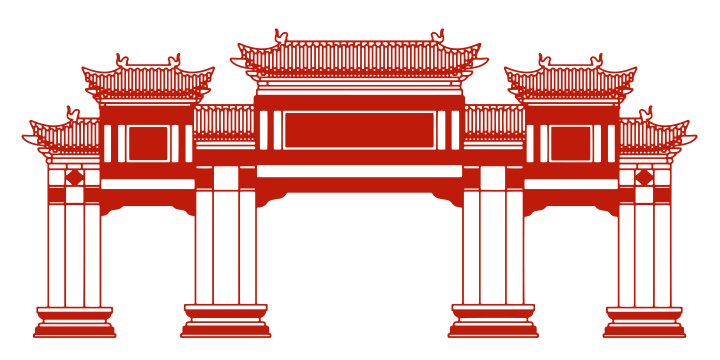 剪纸传统建筑插画