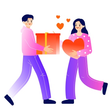 情人节拿着礼物的情侣