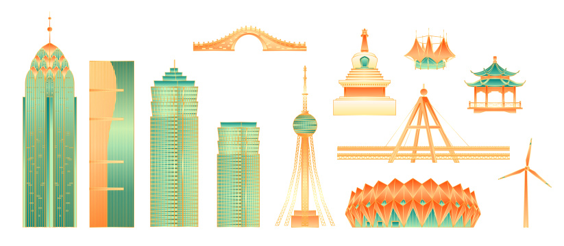 青海西宁城市建筑插画