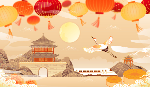 中秋节灯会矢量插画