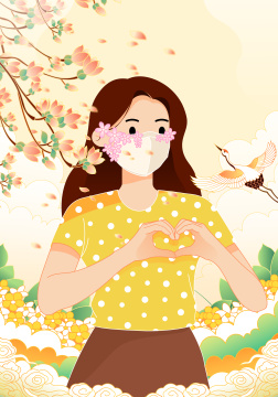 戴着口罩笔芯的女生