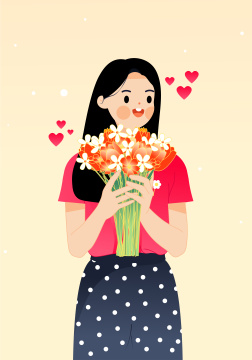 拿着一束花的女人