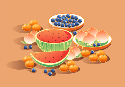 在桌子上摆放着一些水果