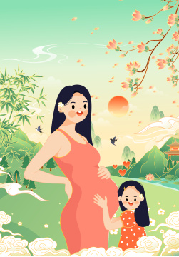 怀着孕的二胎妈妈