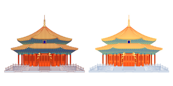 沈阳故宫古建筑矢量插画