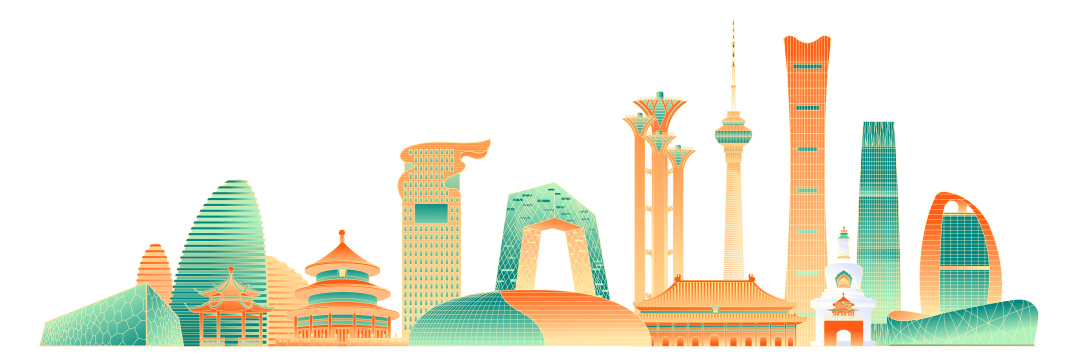北京著名景点地标建筑矢量插画