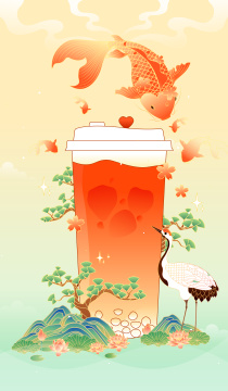 水果奶茶矢量插画