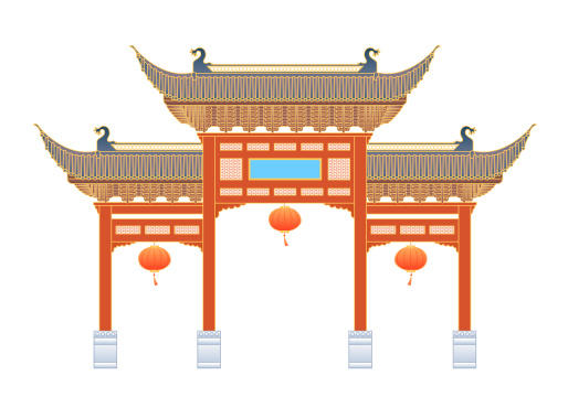 南京夫子庙矢量插画