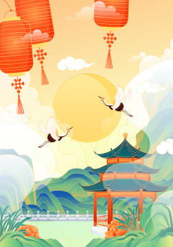 中秋节国潮风矢量插画