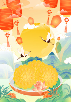 中秋节国潮风矢量插画